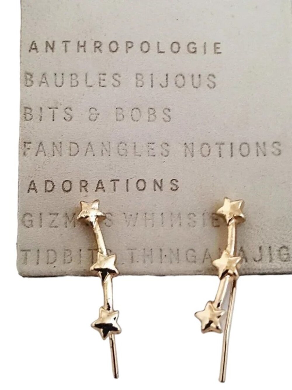 Anthropologie Women's Star Crawler Gold Plated Earrings NWT